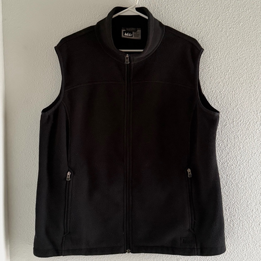 REI Vest Womens 1X Polartec Sleeveless Full Zip Fleece Black